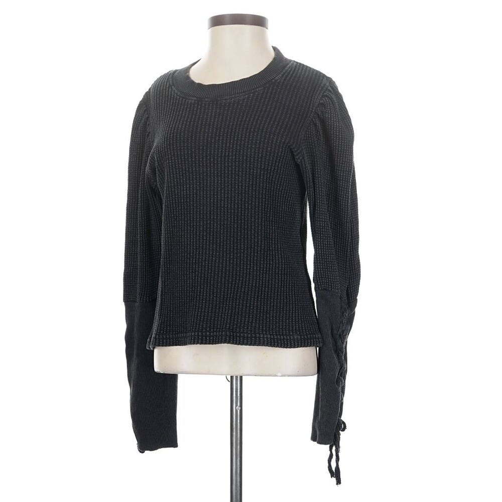 Free People FP One Tasha Lace Up Sleeves Thermal Black XL Shirt, boho grunge - Picture 2 of 11